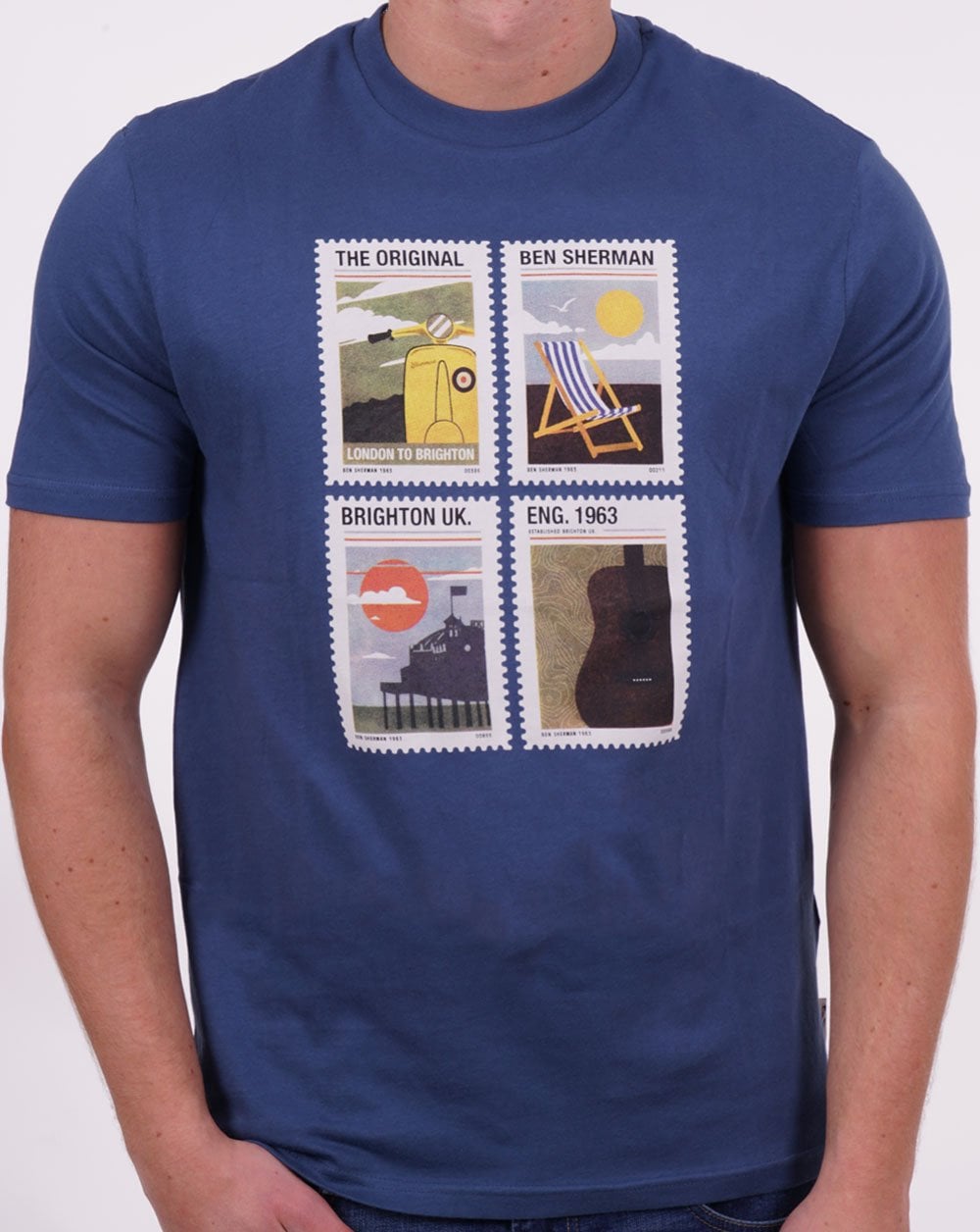 Ben Sherman Travel Stamps T-shirt Blue Denim