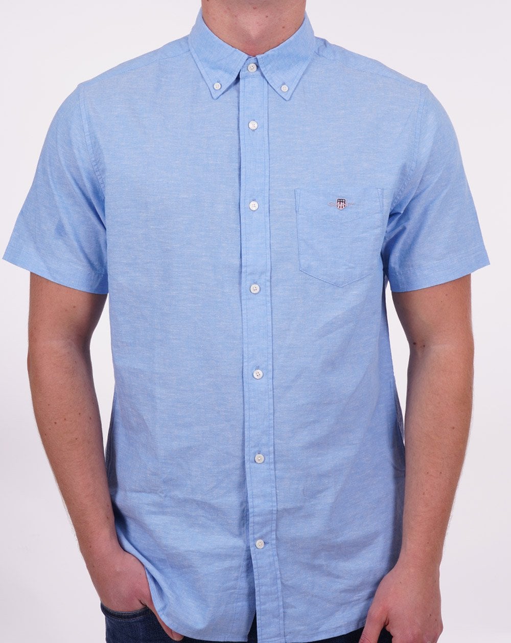 Gant Cotton Linen SS Shirt Day Blue