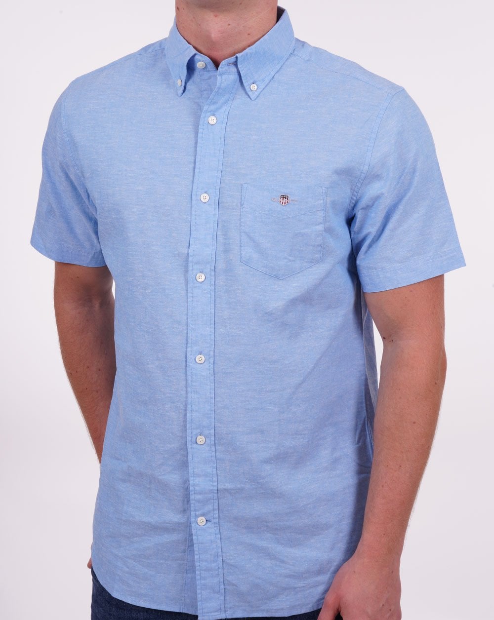 Gant Cotton Linen SS Shirt Day Blue