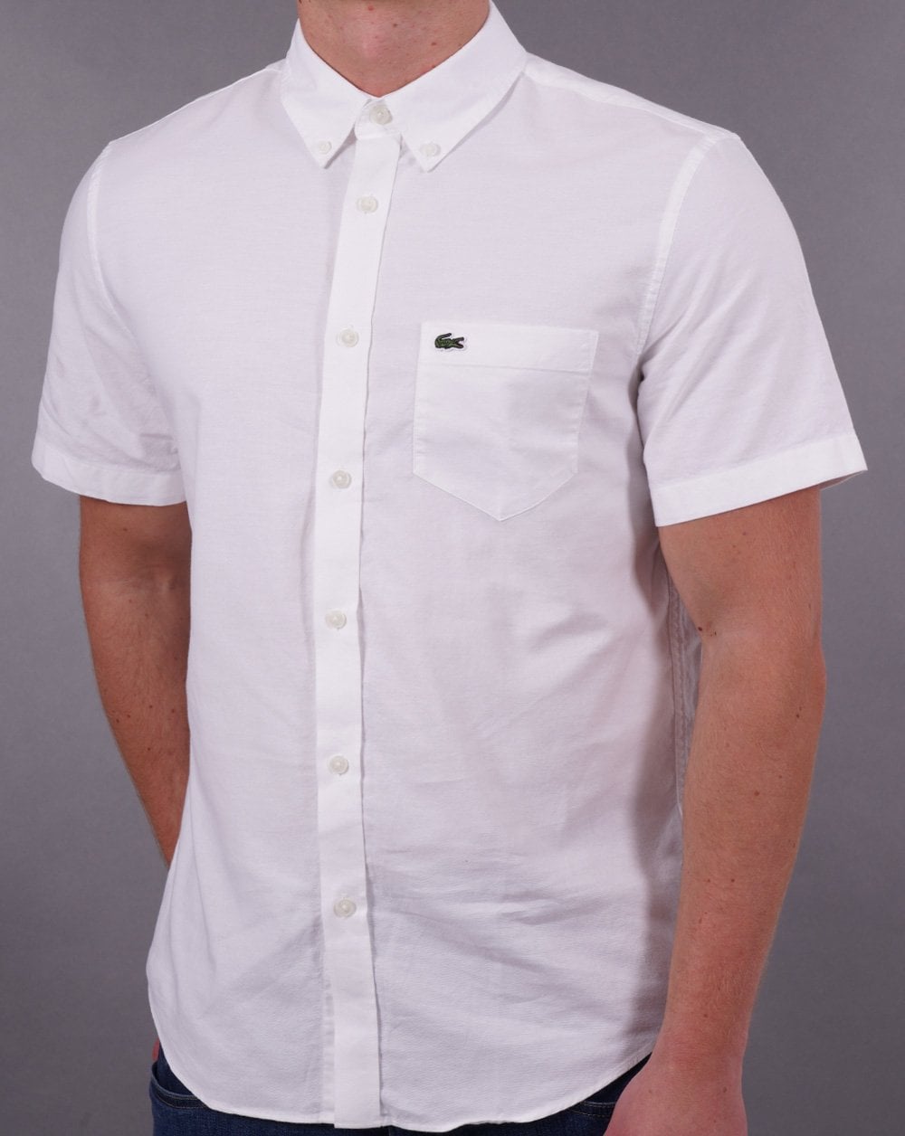 Lacoste Oxford Short Sleeve Shirt White