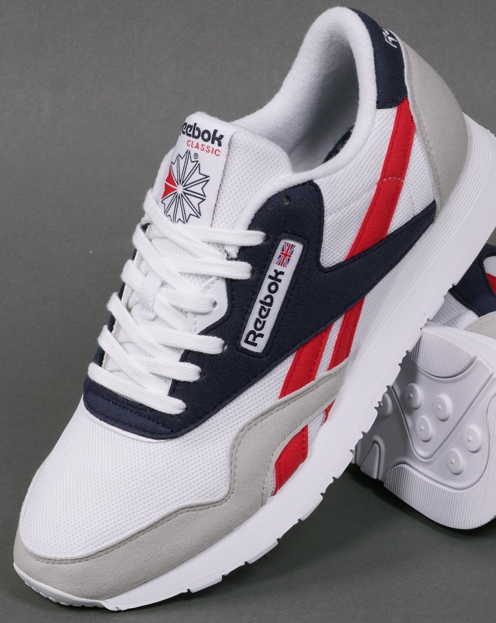 Reebok Classic Nylon Trainers White/Navy/Red