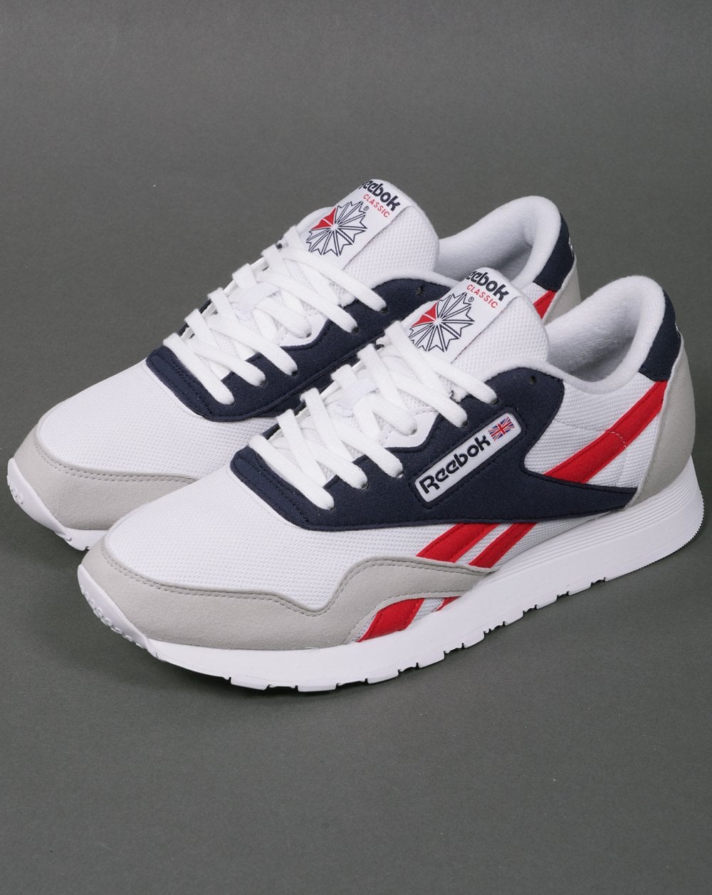Reebok Classic Nylon Trainers White/Navy/Red