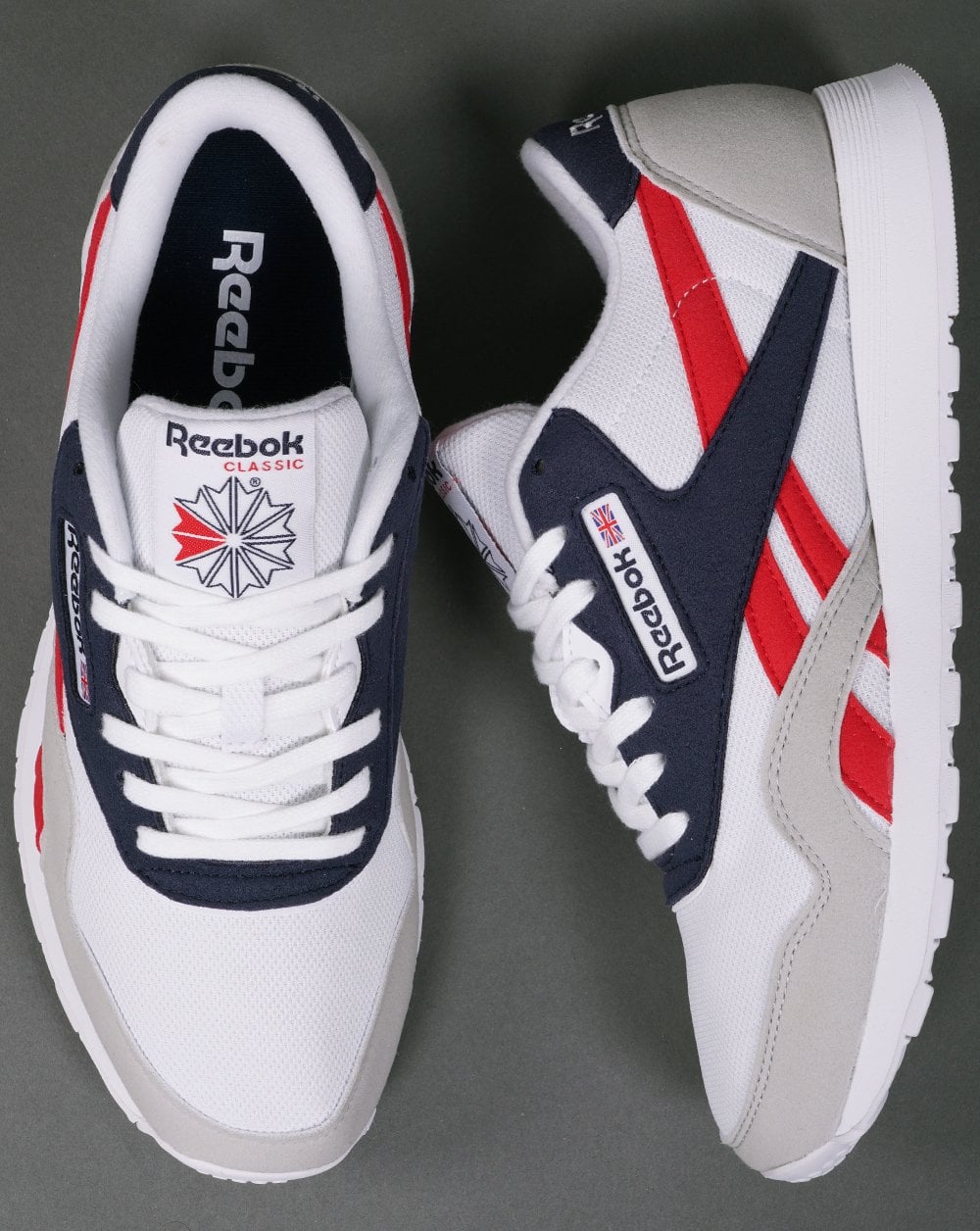 Reebok Classic Nylon Trainers White/Navy/Red