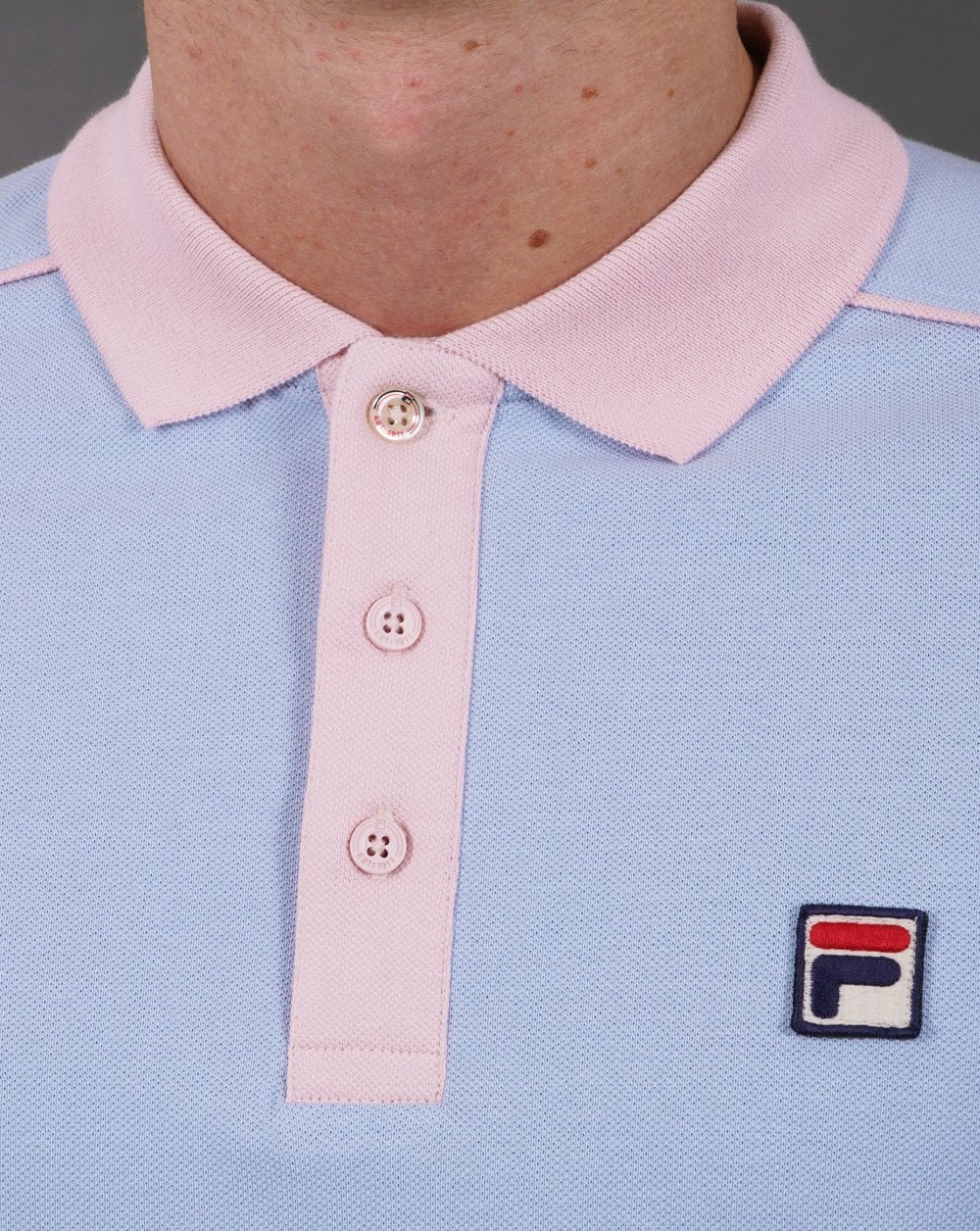 Fila Vintage Retro Piped Polo Shirt Sky Blue/Pink