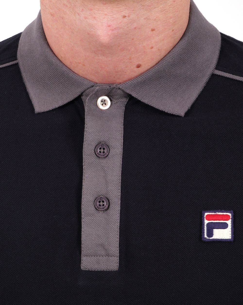 Fila Vintage Piped Polo Shirt Black/Grey