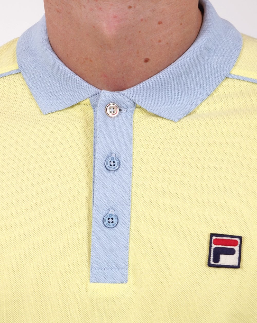 Fila Vintage Retro Piped Polo Shirt Yellow/Sky Blue