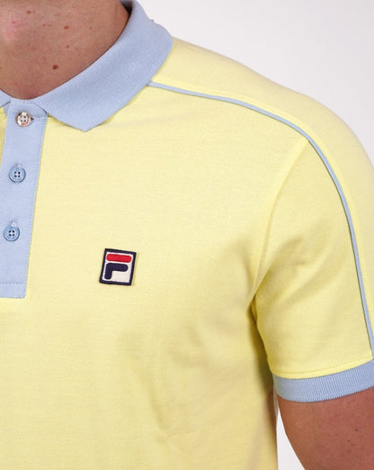 Fila Vintage Retro Piped Polo Shirt Yellow/Sky Blue