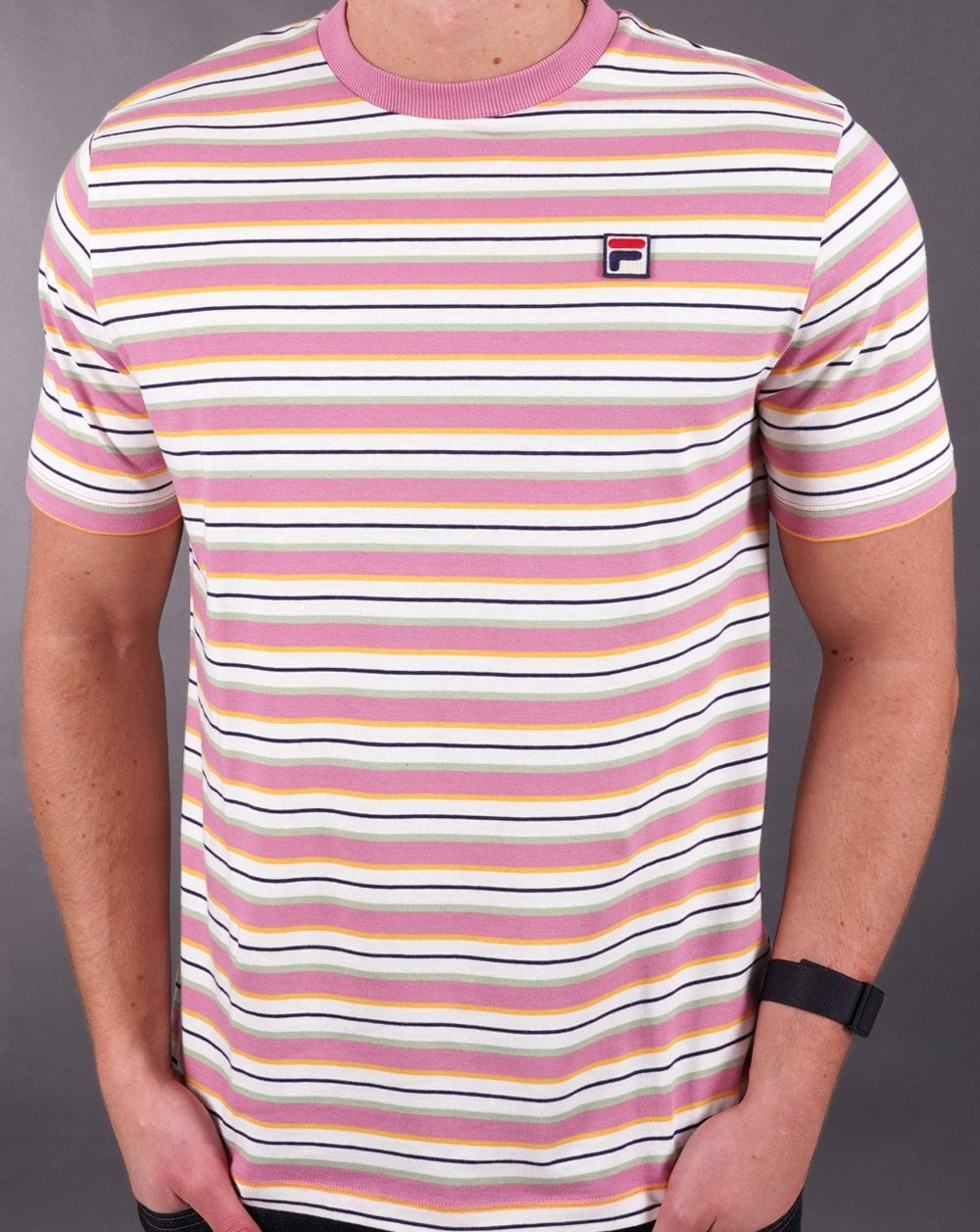 Fila Vintage Zar Striped T Shirt Off White/Multi