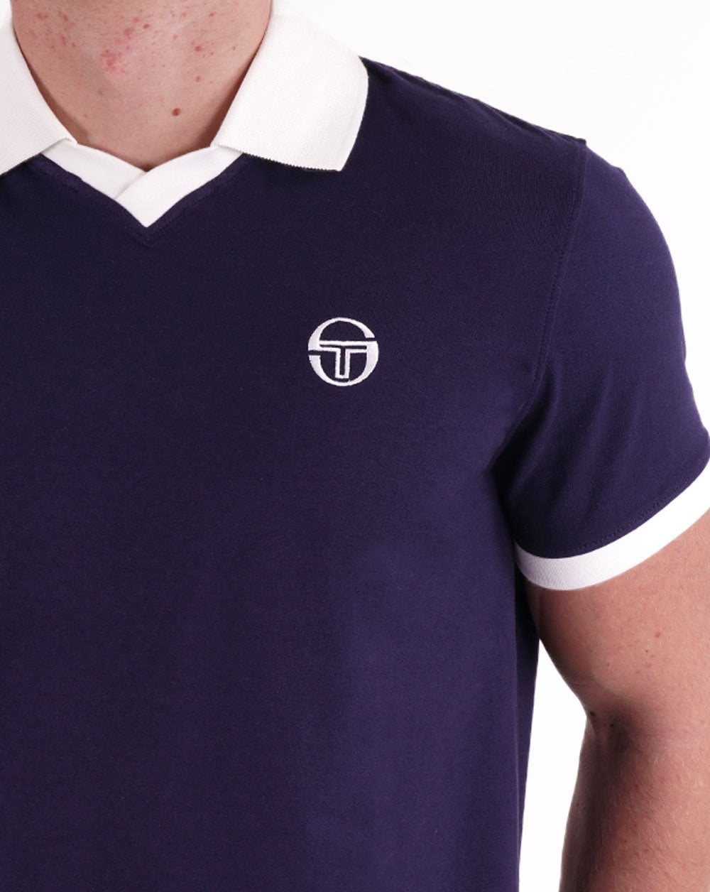 Sergio Tacchini Retro Polo Shirt Navy Blue
