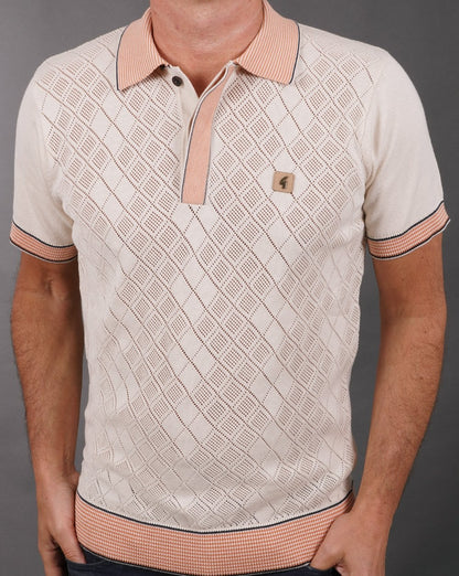 Gabicci Vintage Dafoe Knit Polo Cream peach