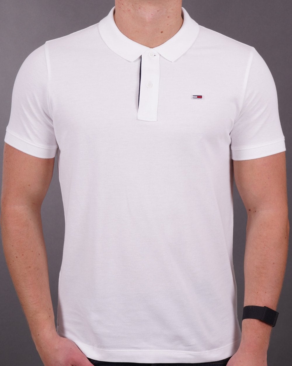 Tommy Jeans Cotton Slim Fit Polo Shirt White