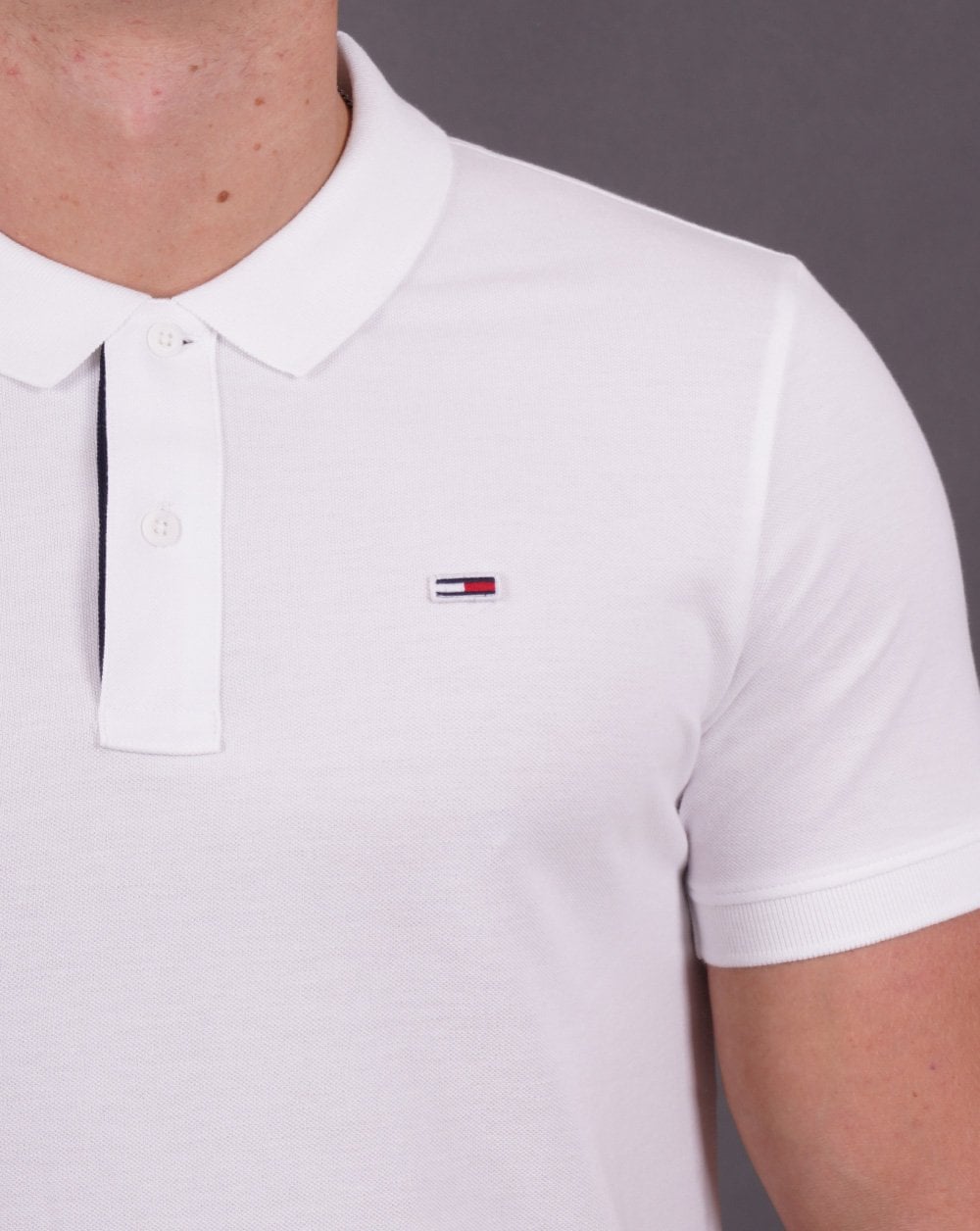 Tommy Jeans Cotton Slim Fit Polo Shirt White