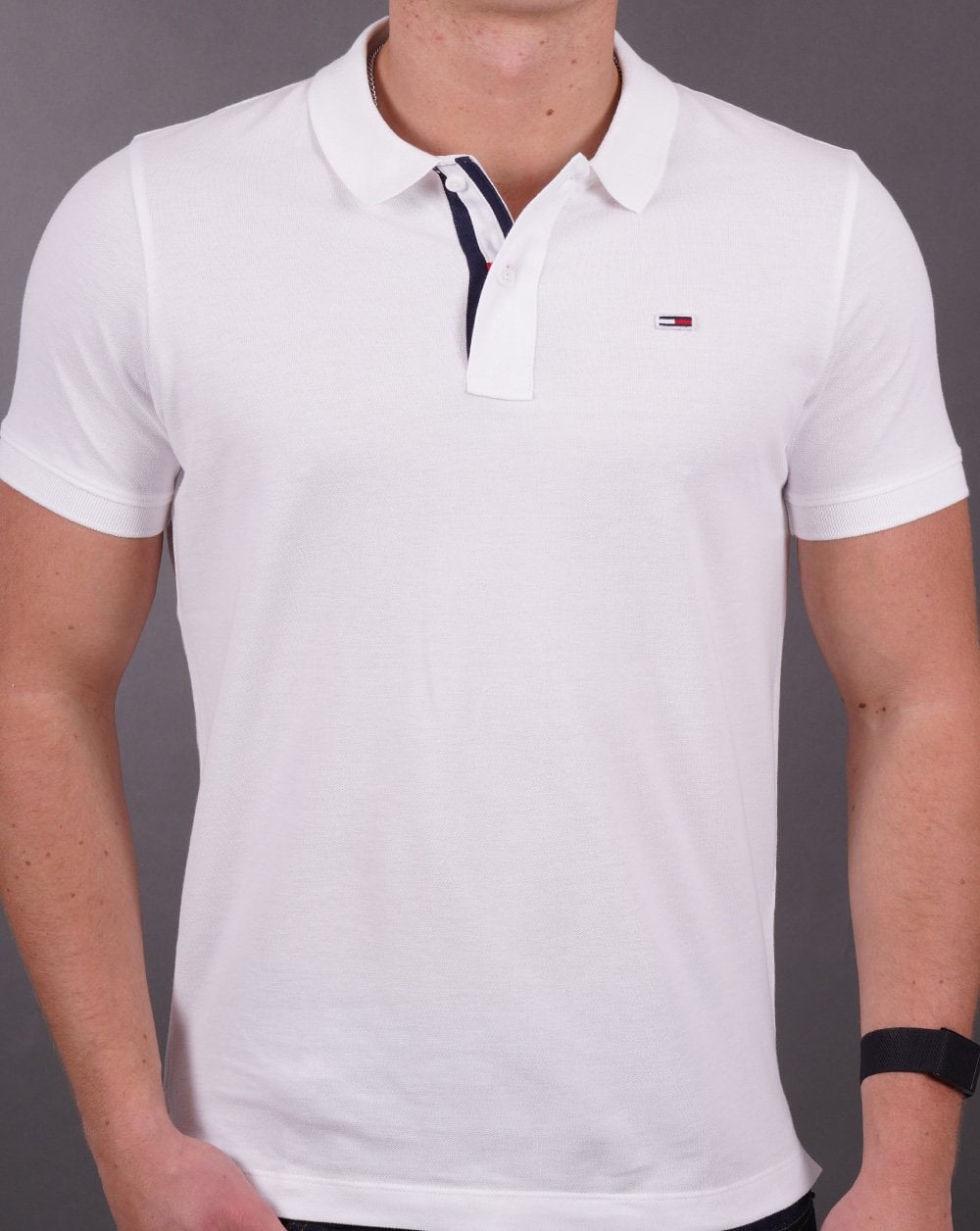 Tommy Jeans Cotton Slim Fit Polo Shirt White