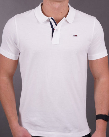 Tommy Jeans Cotton Slim Fit Polo Shirt White