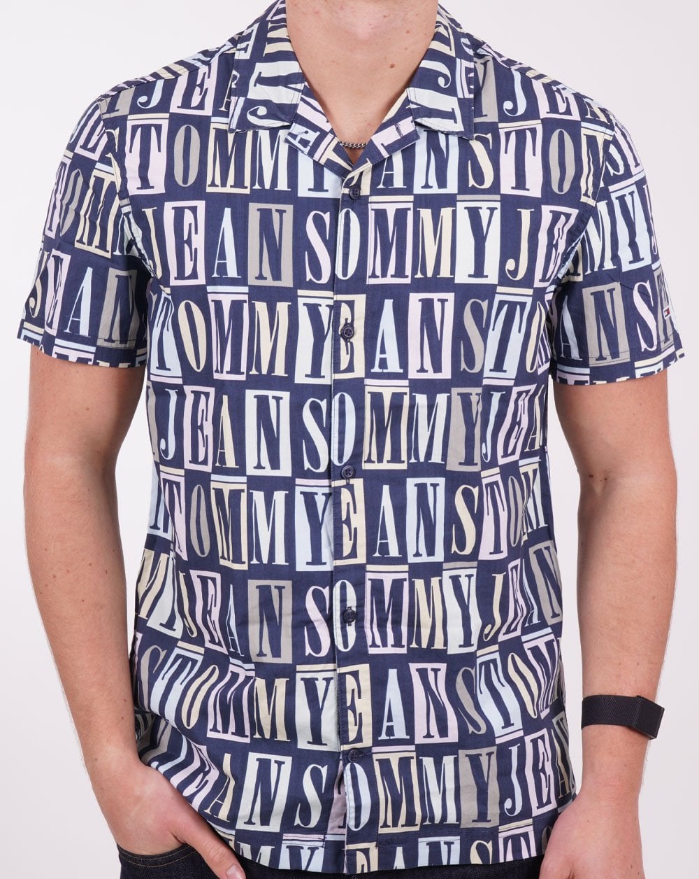 Tommy Jeans Logo Classic SS Shirt Navy/Pastel