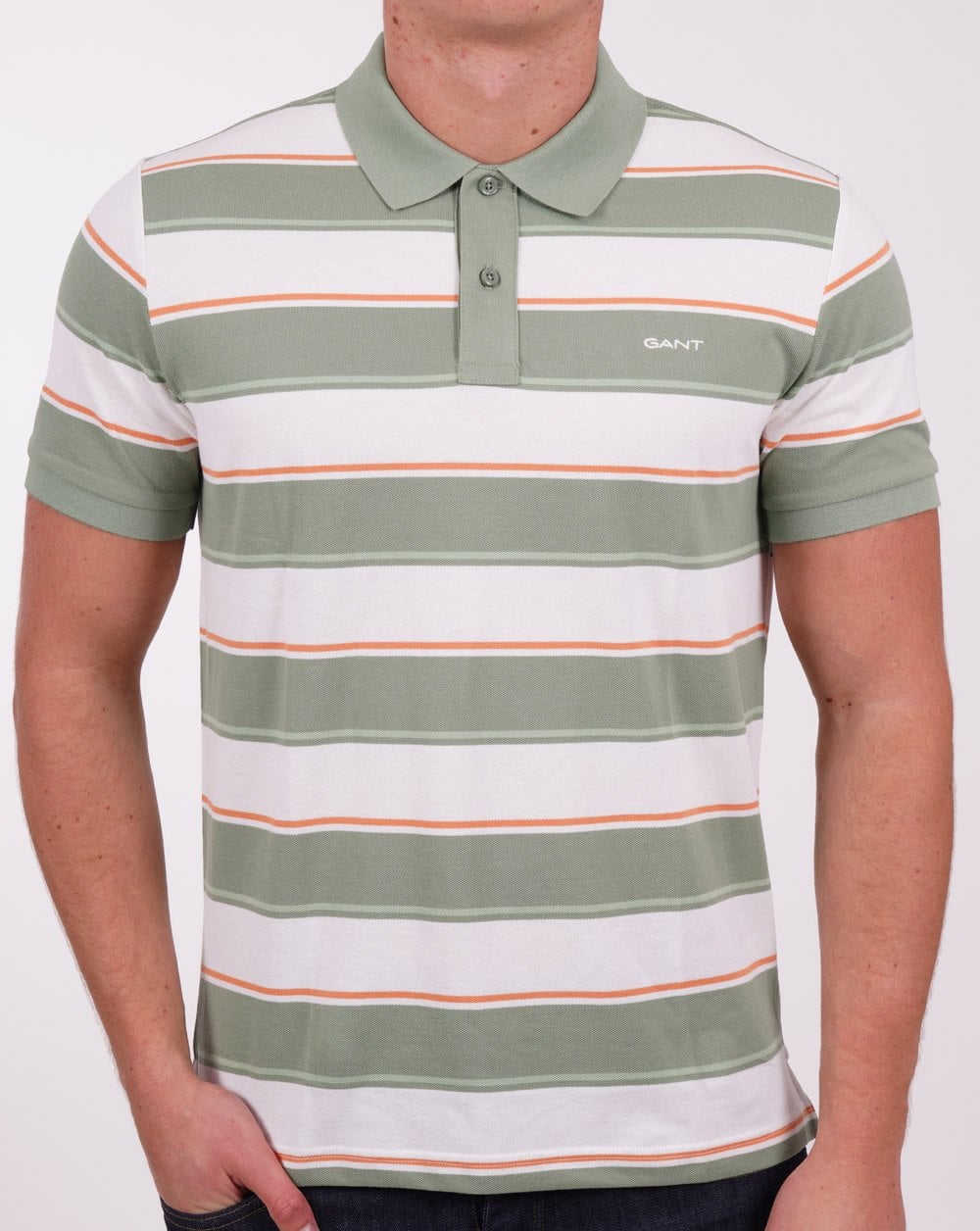 Gant Multi Stripe Pique Polo Shirt Green