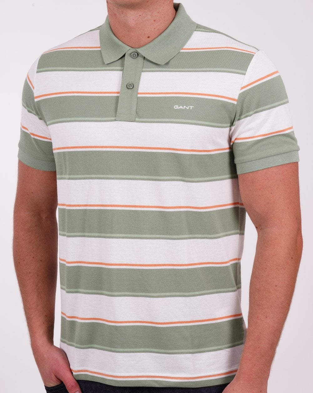 Gant Multi Stripe Pique Polo Shirt Green