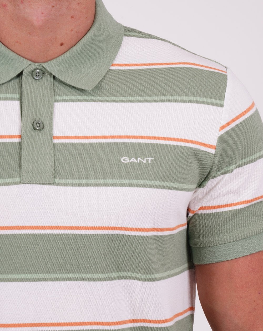 Gant Multi Stripe Pique Polo Shirt Green