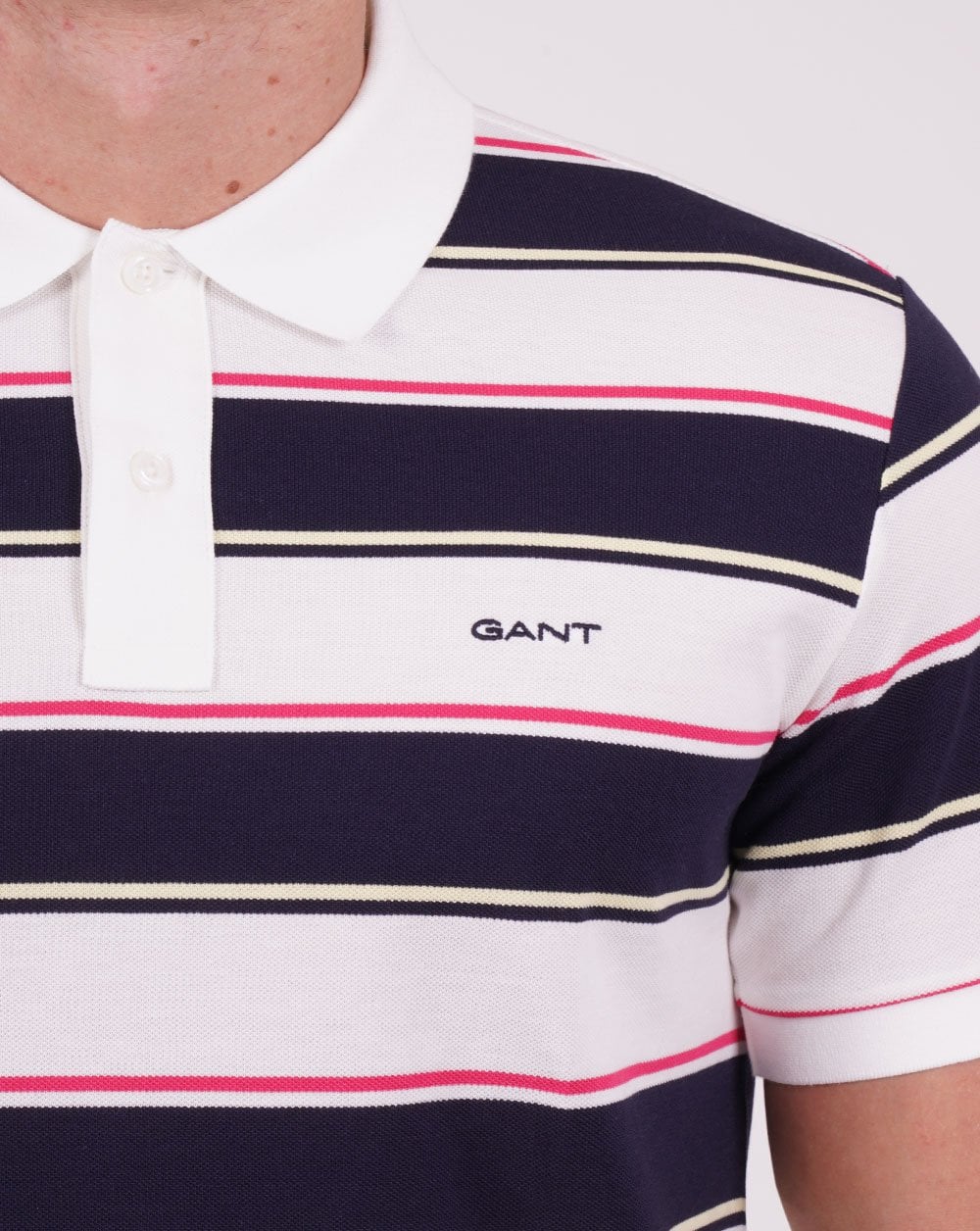 Gant Multi Stripe Pique Polo Shirt White