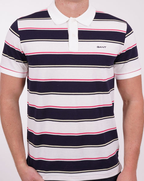 Gant Multi Stripe Pique Polo Shirt White