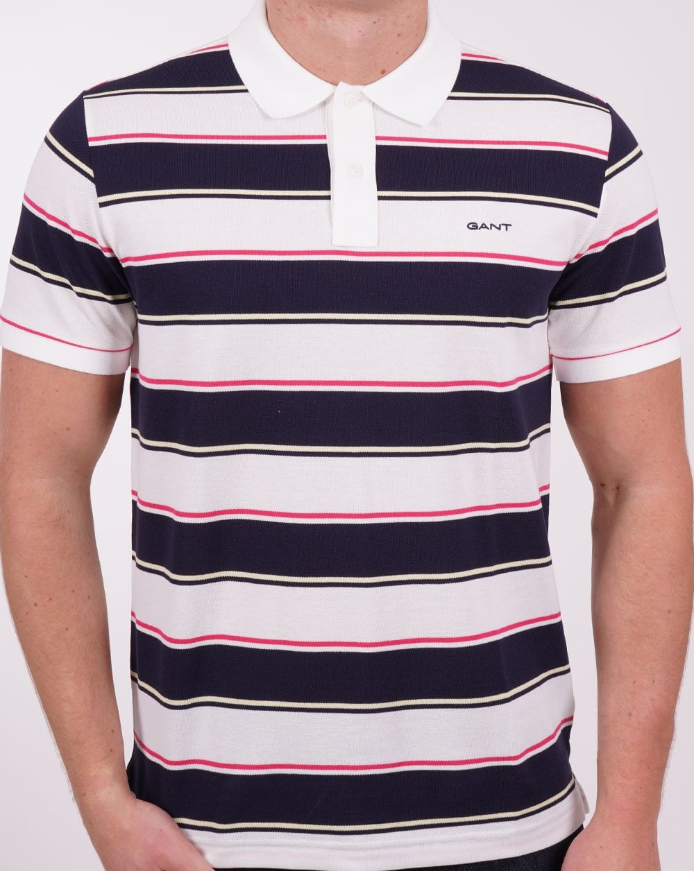 Gant Multi Stripe Pique Polo Shirt White
