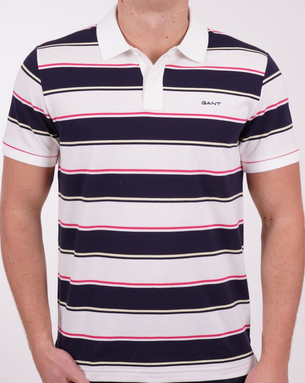 Gant Multi Stripe Pique Polo Shirt White
