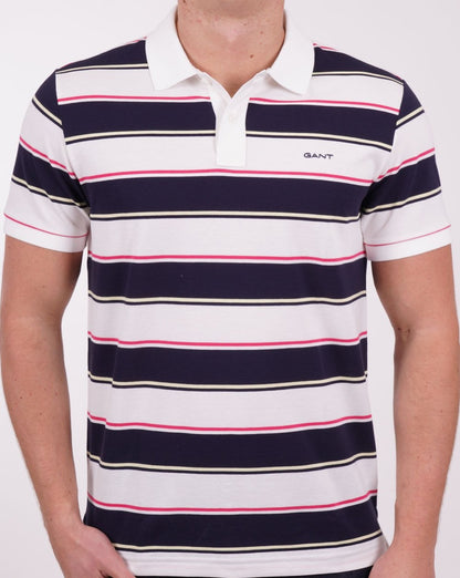 Gant Multi Stripe Pique Polo Shirt White