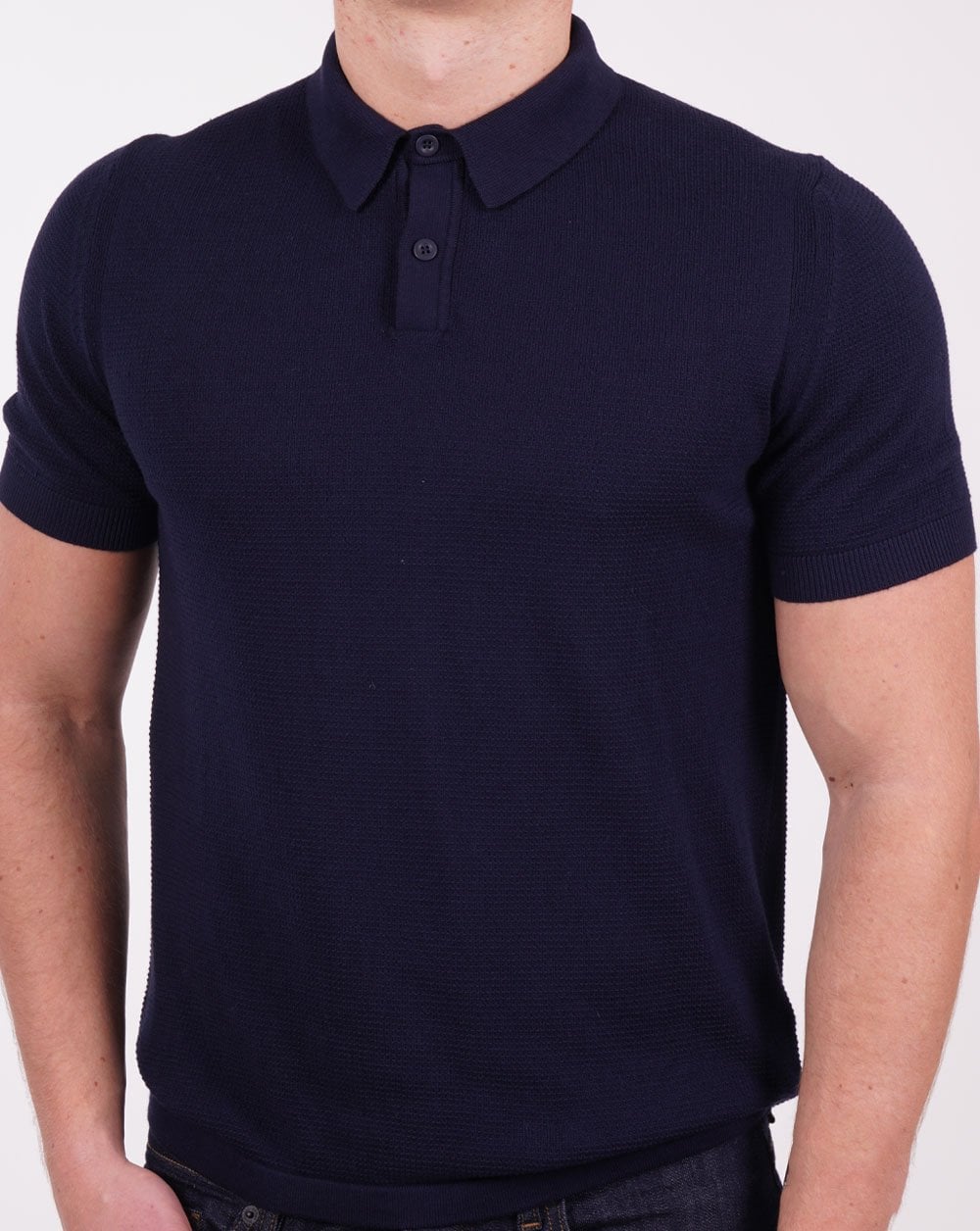 Benetton Knitted Polo Shirt Navy