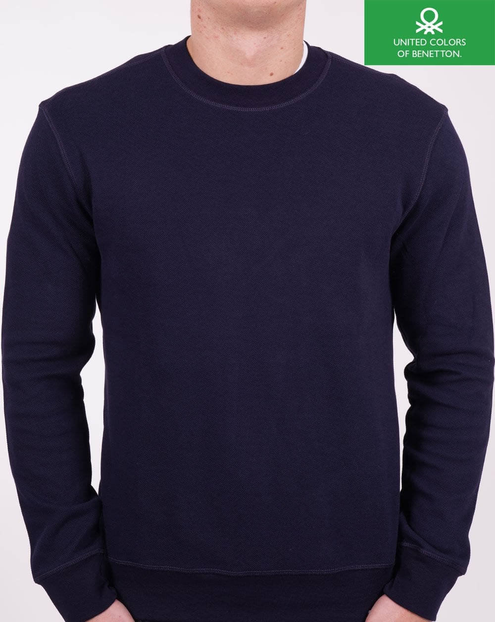Benetton Pique Sweatshirt Navy