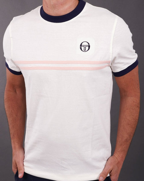 Sergio Tacchini Supermac T Shirt Gardenia/Pink/Navy