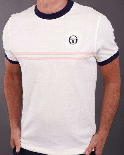 Sergio Tacchini Supermac T Shirt Gardenia/Pink/Navy