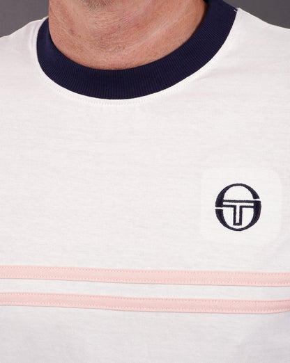 Sergio Tacchini Supermac T Shirt Gardenia/Pink/Navy