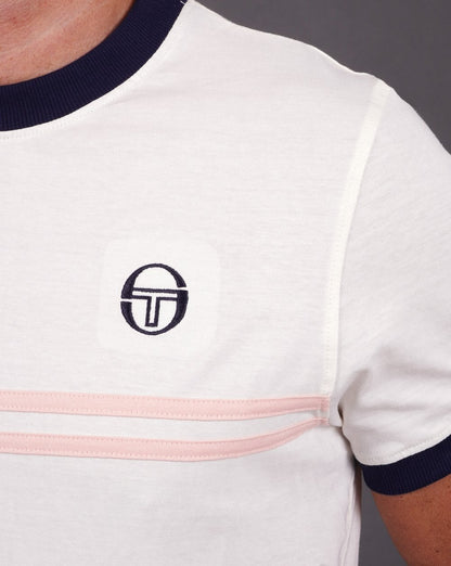 Sergio Tacchini Supermac T Shirt Gardenia/Pink/Navy
