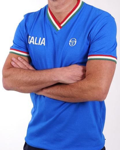 Sergio Tacchini Italia V Neck T Shirt Royal Blue