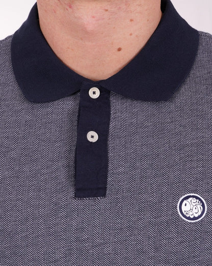 Pretty Green Herringbone Polo Navy