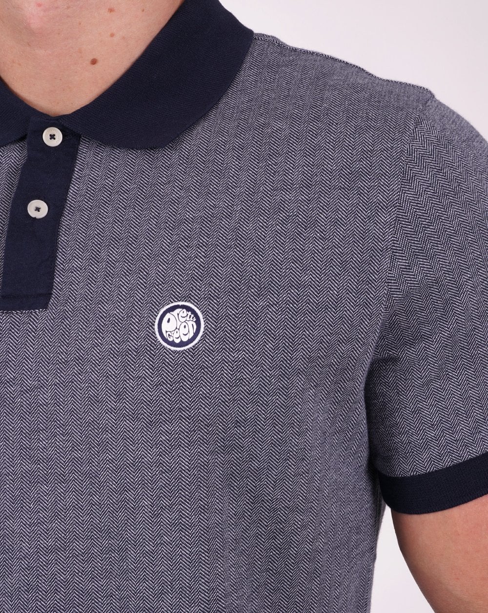 Pretty Green Herringbone Polo Navy