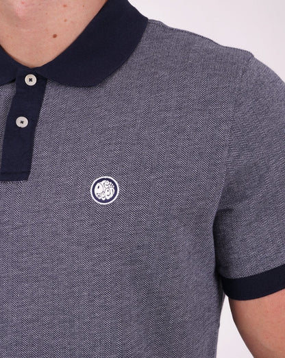 Pretty Green Herringbone Polo Navy