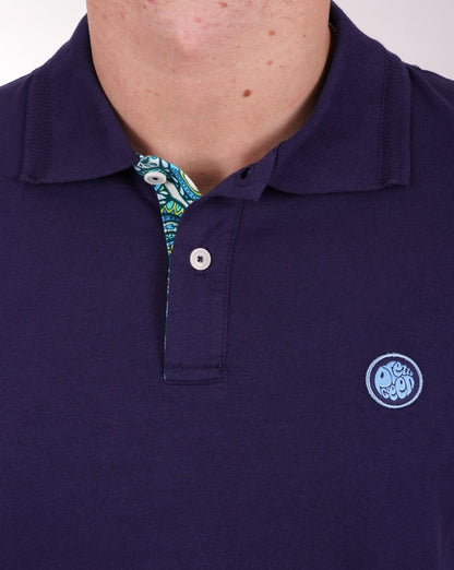 Pretty Green Itchycoo Paisley Placket Polo Navy