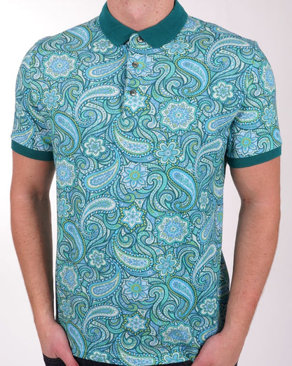 Pretty Green Itchycoo Paisley Polo Green