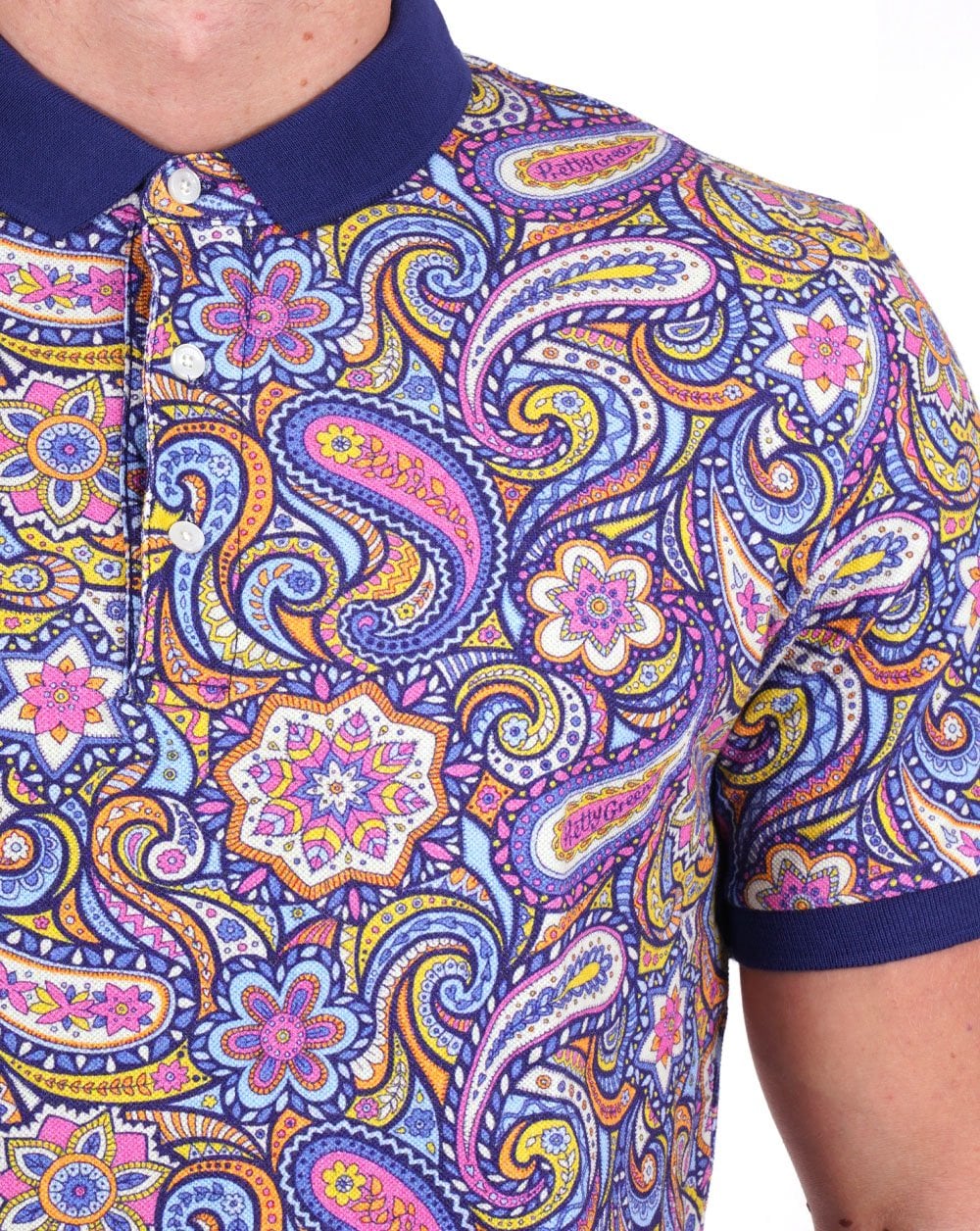 Pretty Green Festival Paisley Polo Shirt Multi-Colour