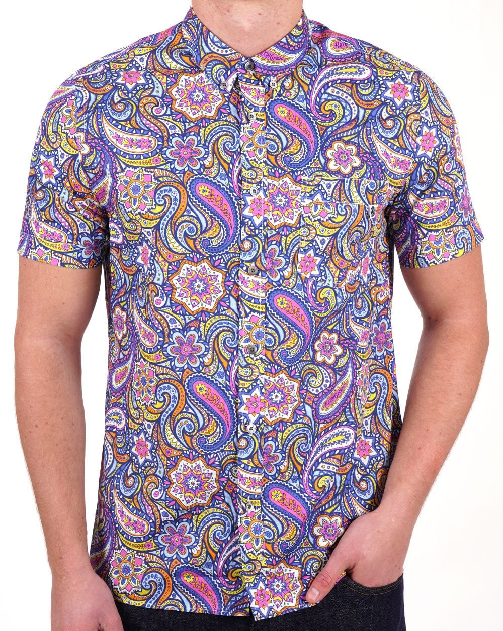 Pretty Green Festival Paisley SS Shirt Multi-Colour