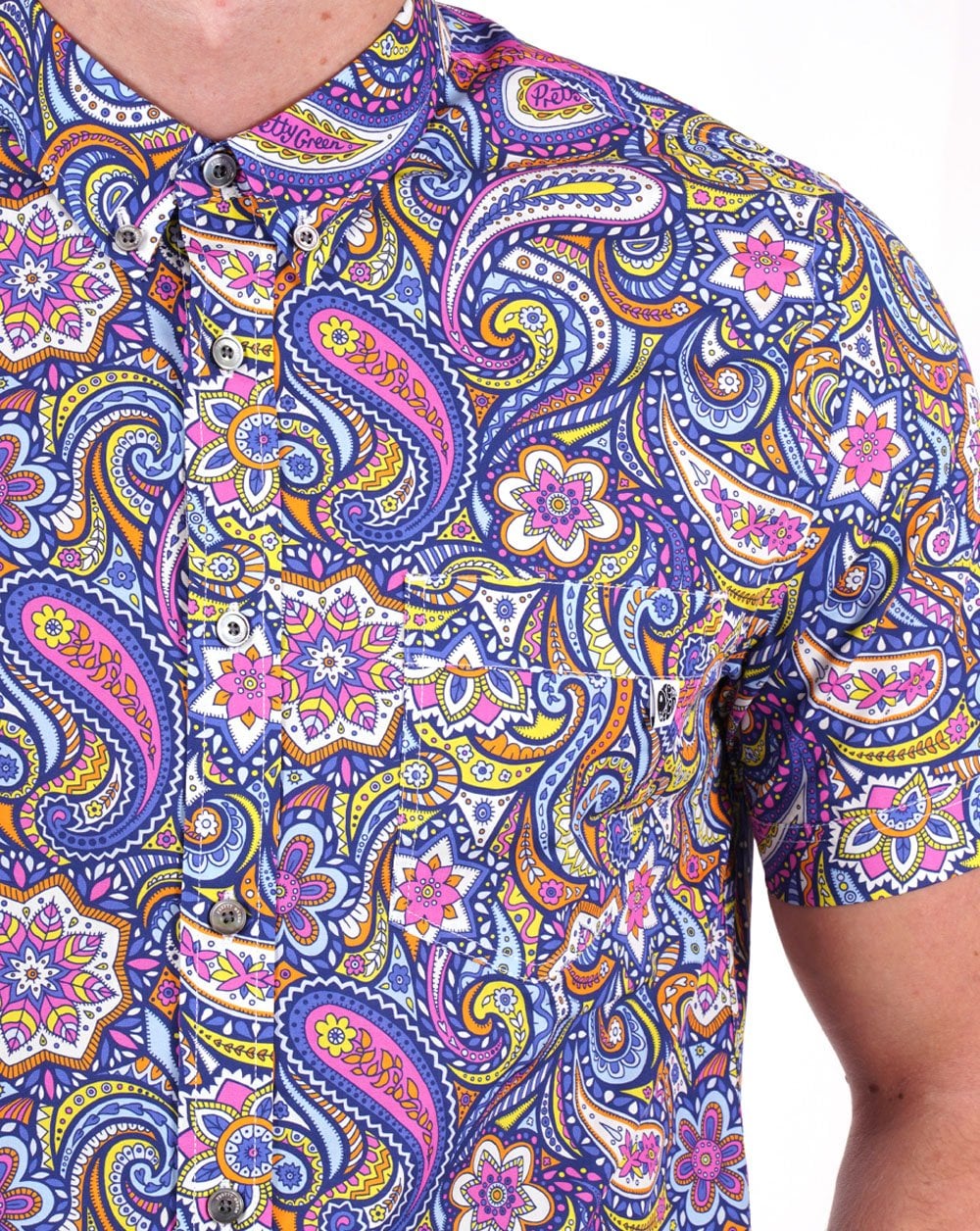 Pretty Green Festival Paisley SS Shirt Multi-Colour