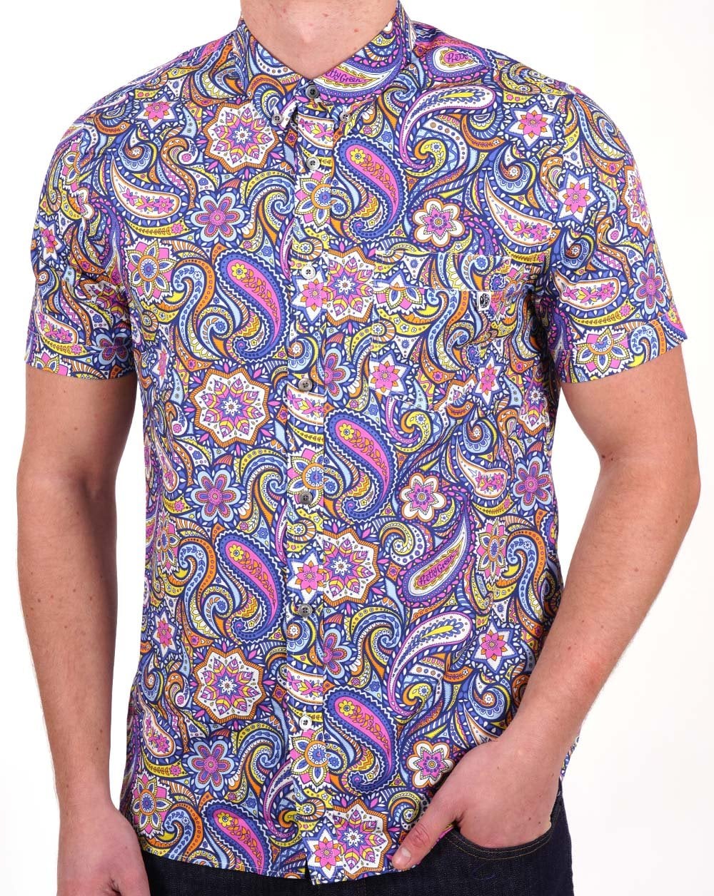 Pretty Green Festival Paisley SS Shirt Multi-Colour