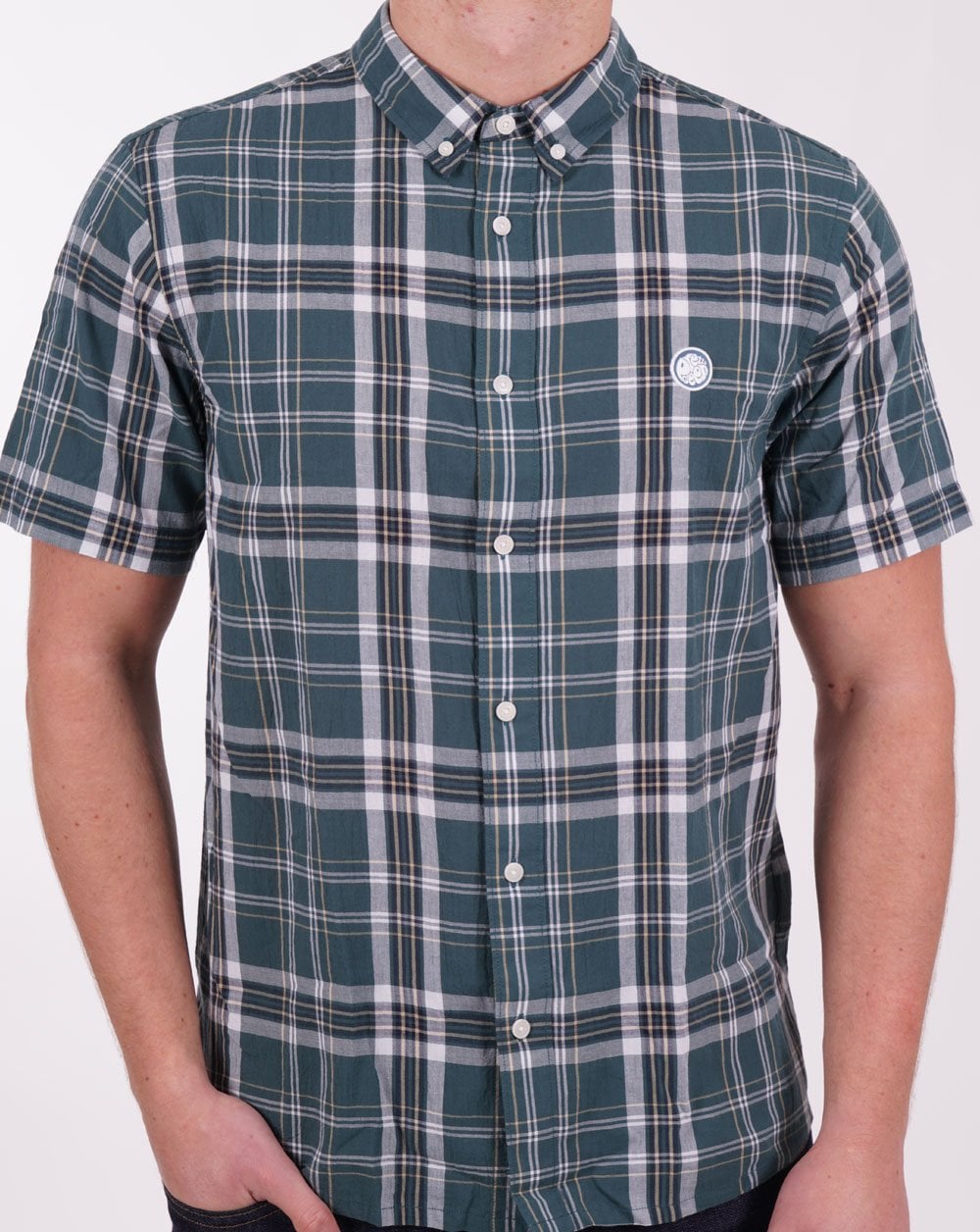 Pretty Green Ribera SS Check Shirt Green