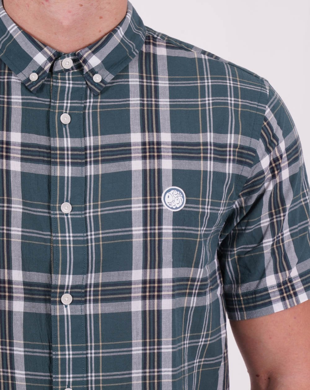 Pretty Green Ribera SS Check Shirt Green