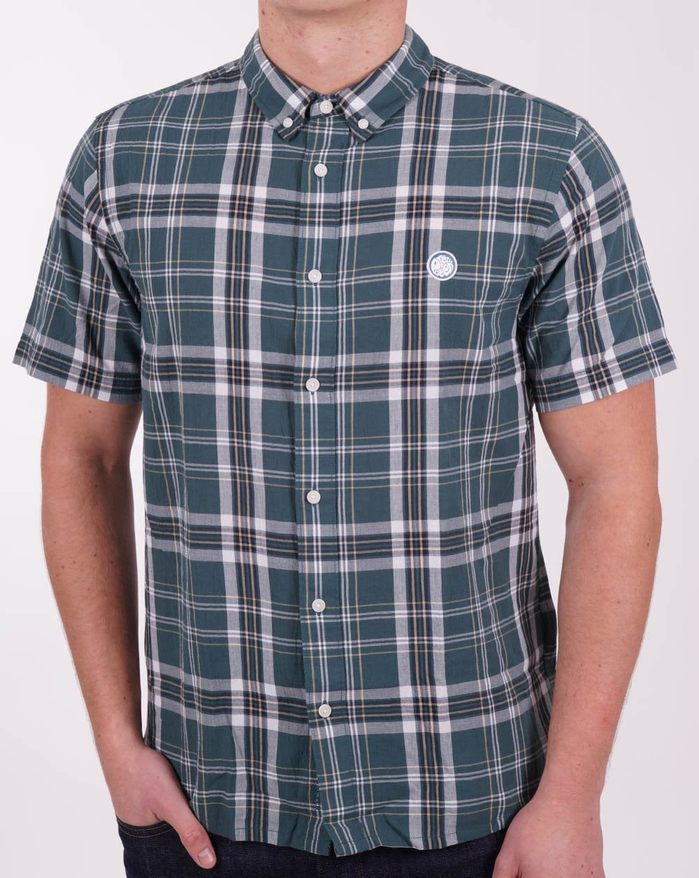 Pretty Green Ribera SS Check Shirt Green