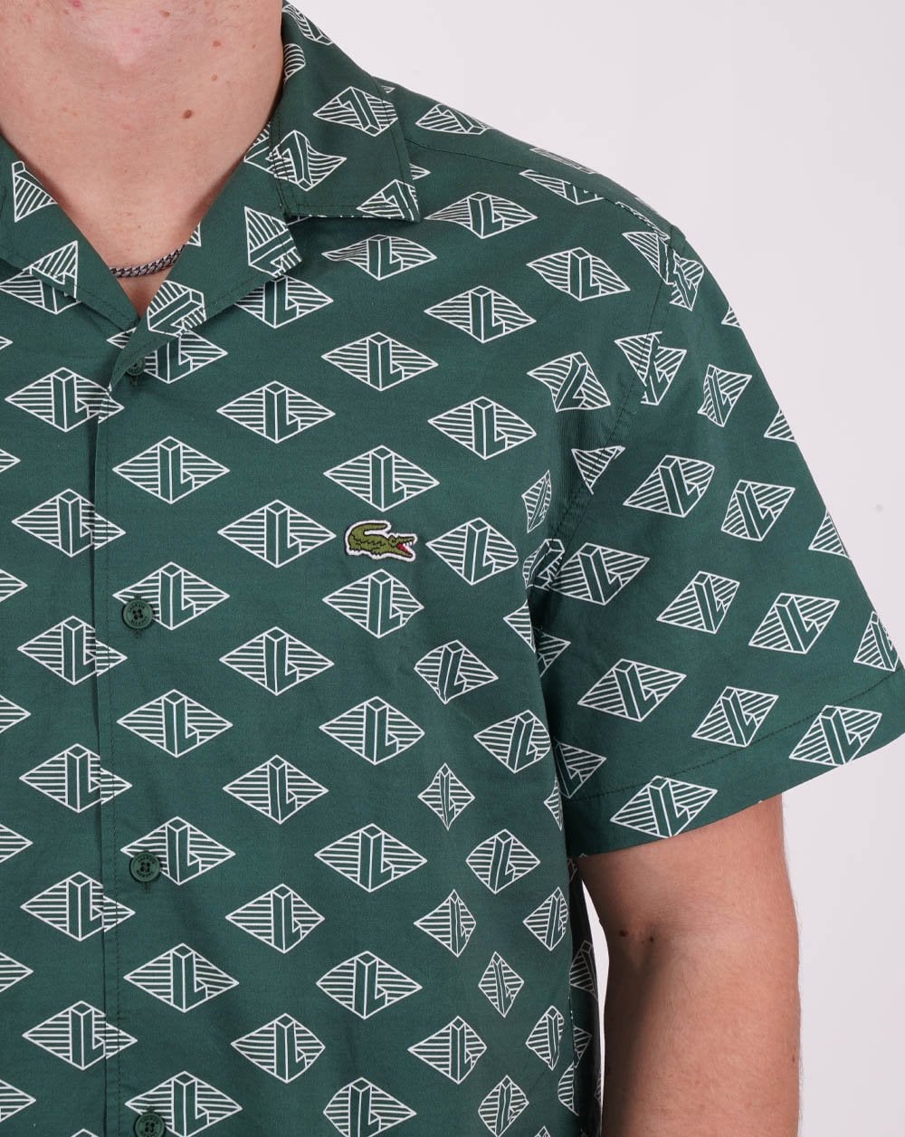 Lacoste Monogram Cuban SS Shirt Green/White