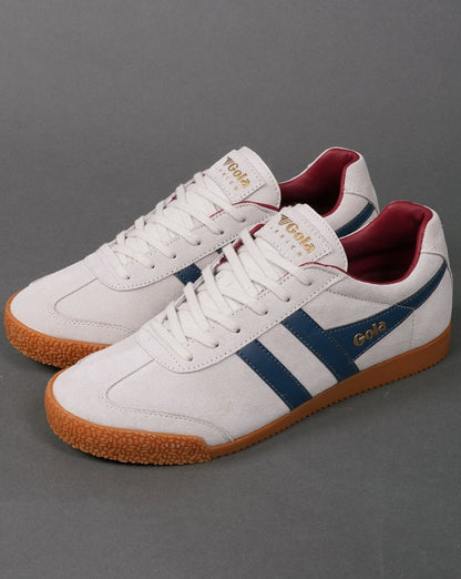 Gola Harrier Suede Trainer Off White /Blue / Burgundy