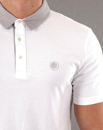 Pretty Green Herringbone Collar Polo White