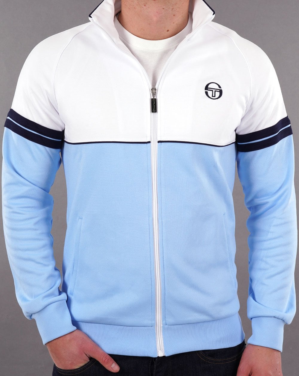 Sergio Tacchini Orion Track Top White/Sky Blue